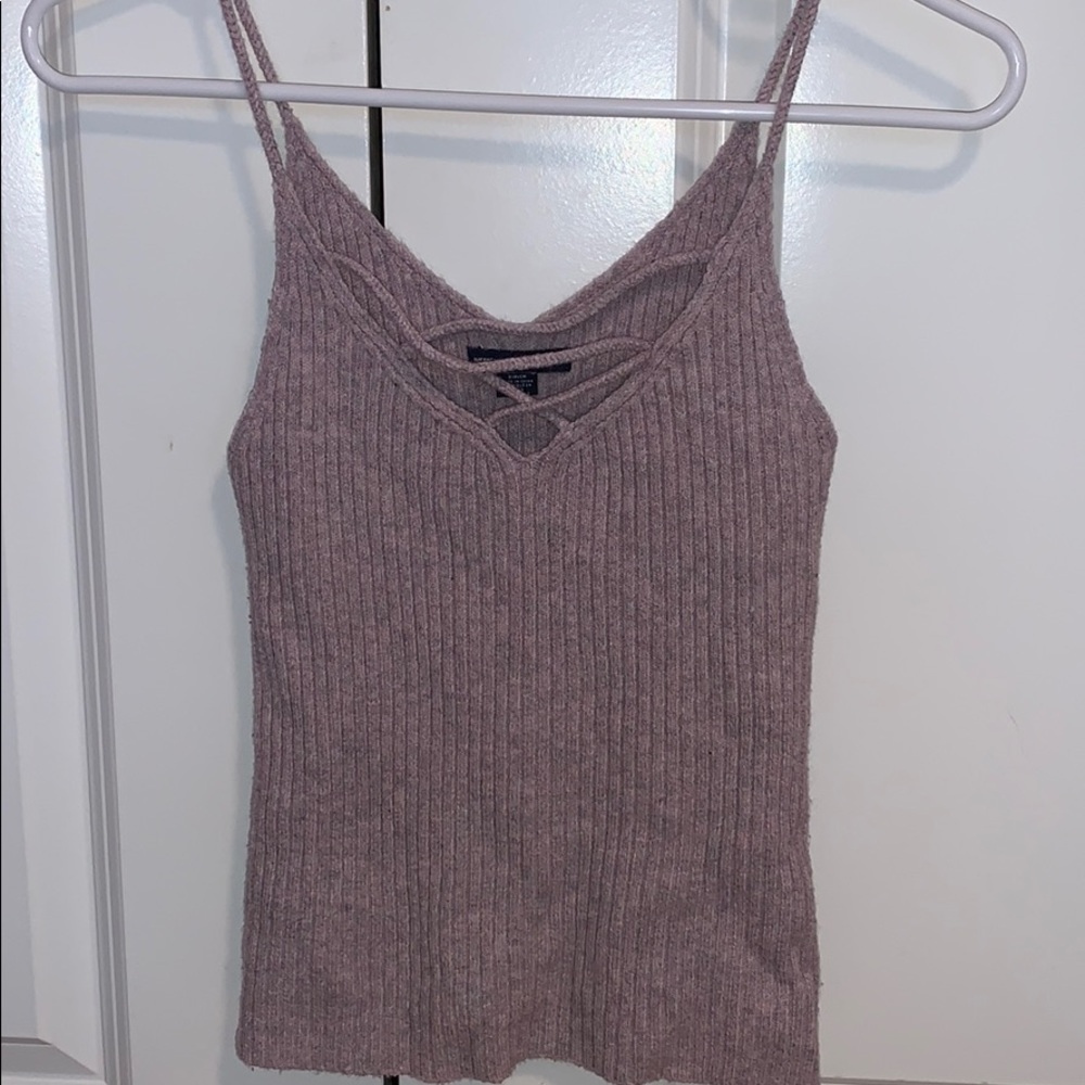 Purple Criss Cross V-Neck Tank Top